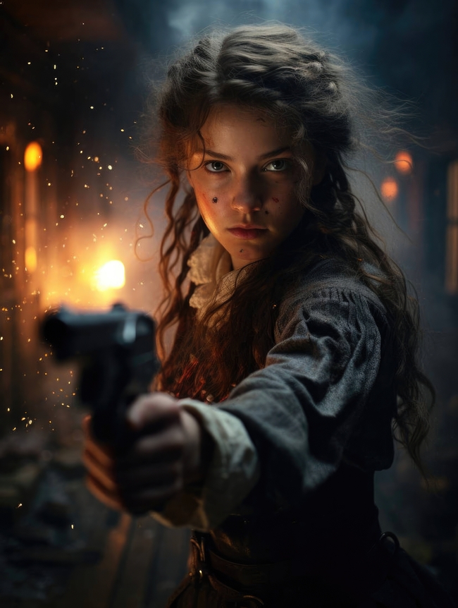 战火中欧美美女持枪动作图片