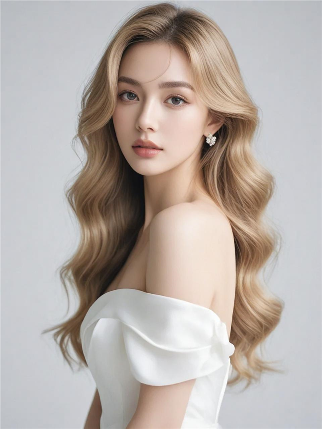 亚洲新娘美女时尚长卷发发型图片