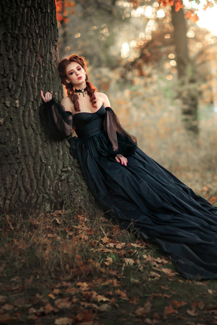 靠在树上的女生欧美人像摄影艺术高清图片