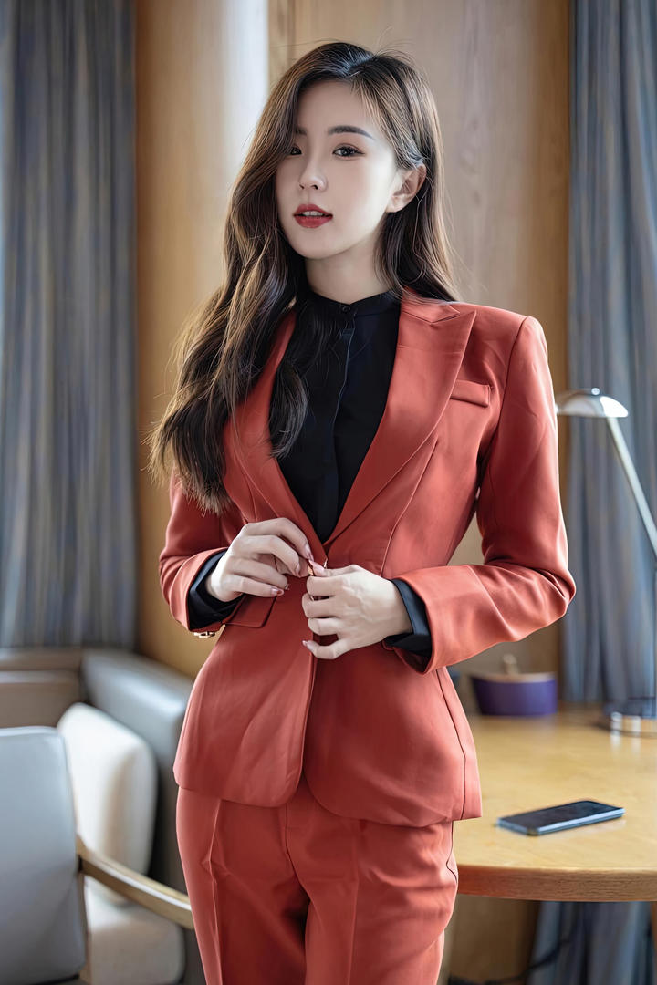 克拉女神性感空姐美女红色制服私拍无码图片