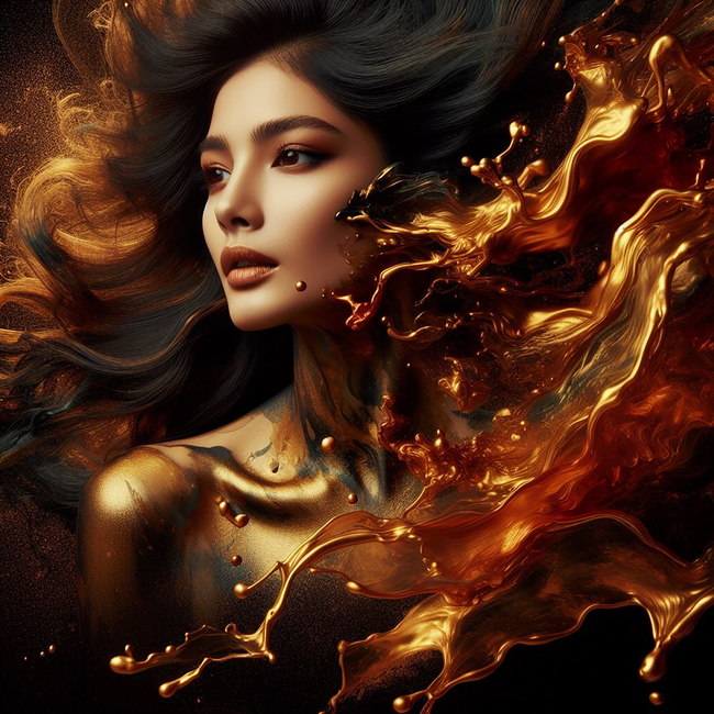 金漆艺术风格美女人像写真摄影图片