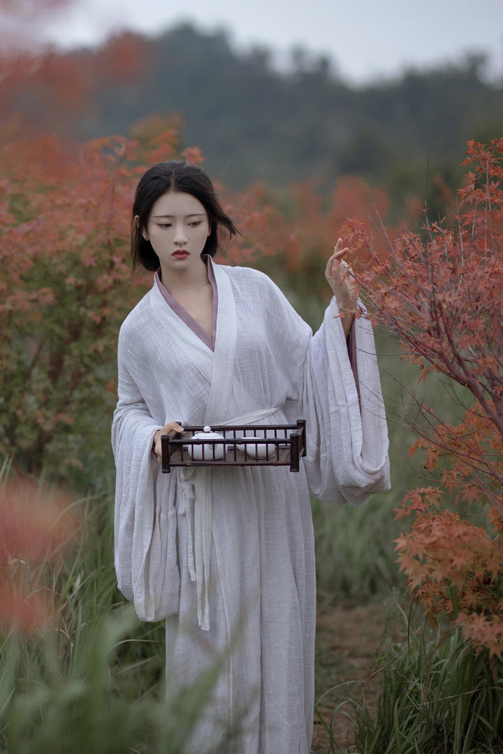 长相清秀的古装汉服女茶艺师个人唯美写真图片