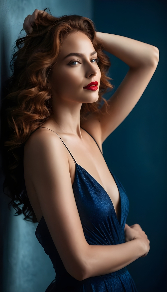 欧美性感红唇美女个人艺术写真摄影