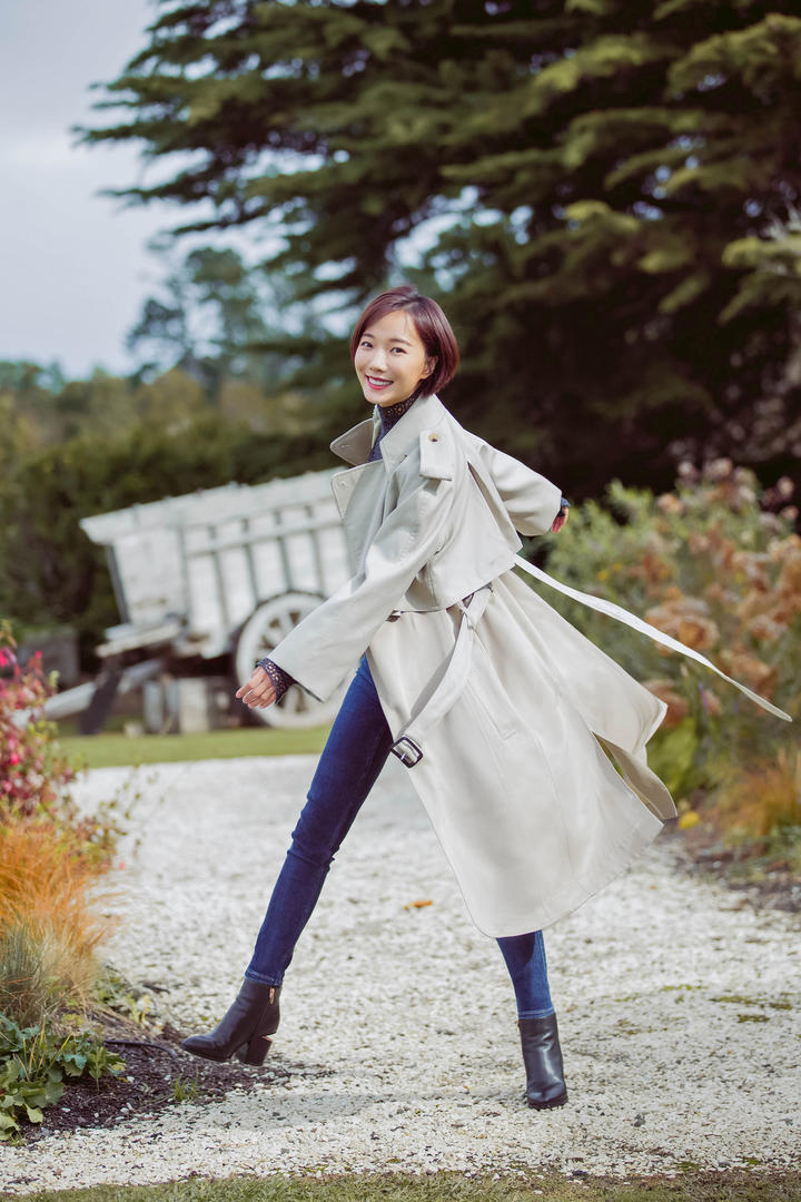 穿风衣的漂亮明星王珞丹图片