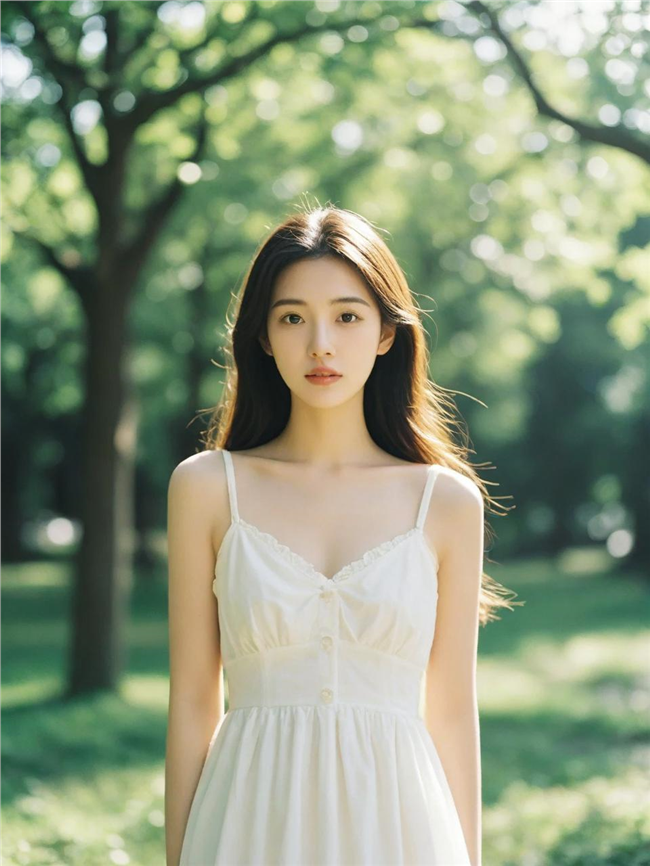 绿色森系清新美女写真摄影图片