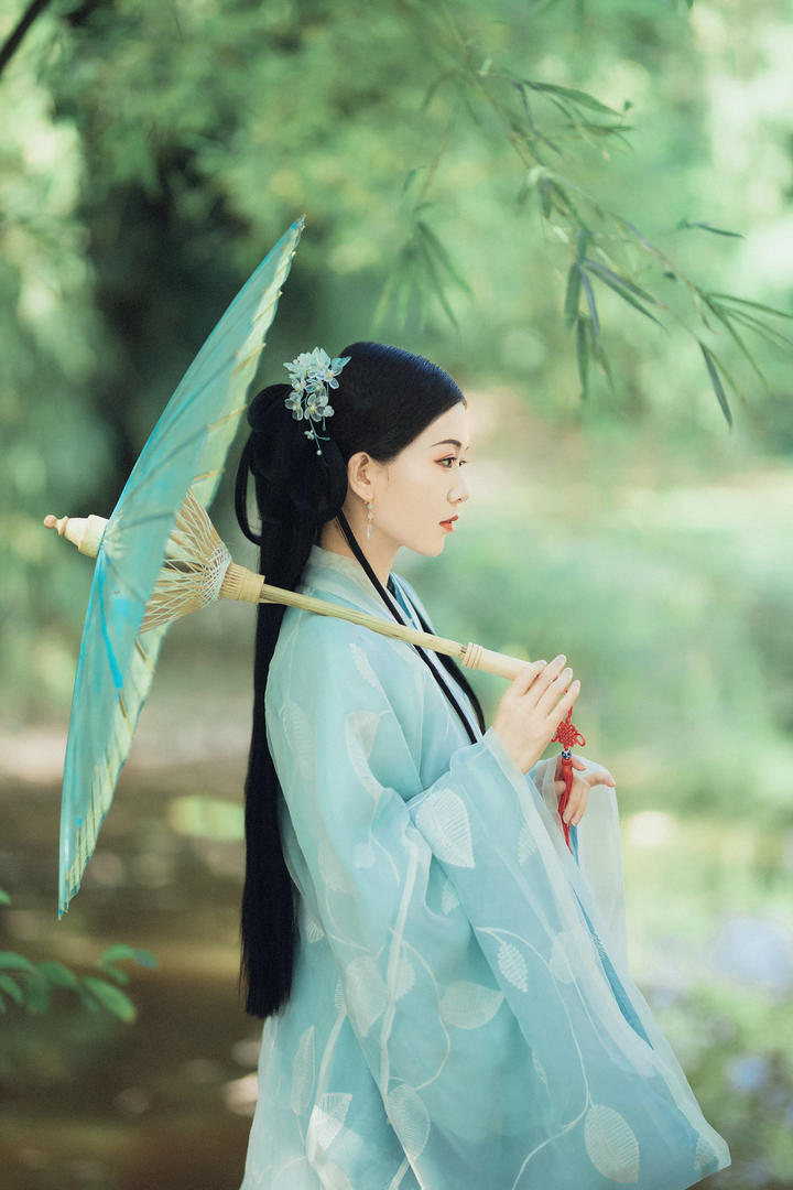 竹林里的唯美中国古风汉服美女壁纸写真图片大全