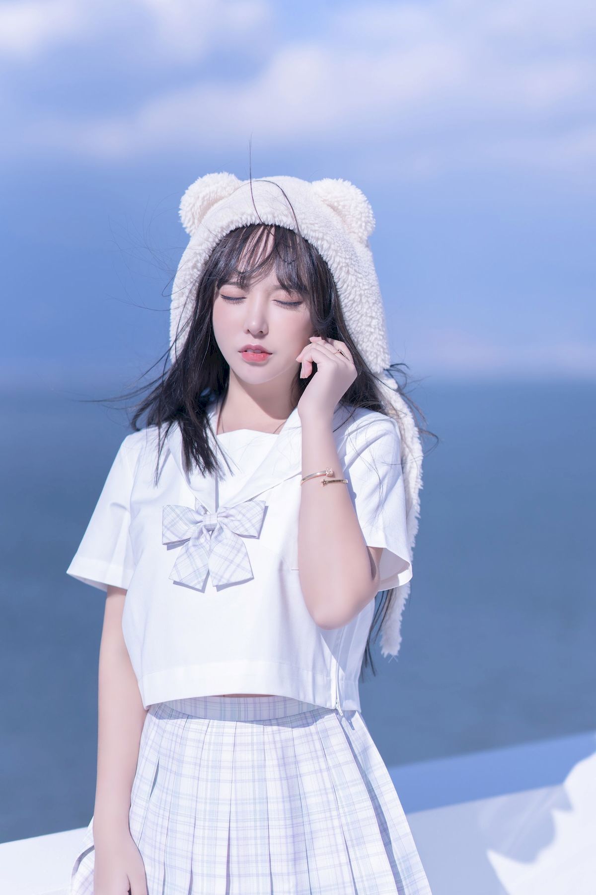 网络美女米线线sama清纯萌妹JK制服户外阳光性感写真