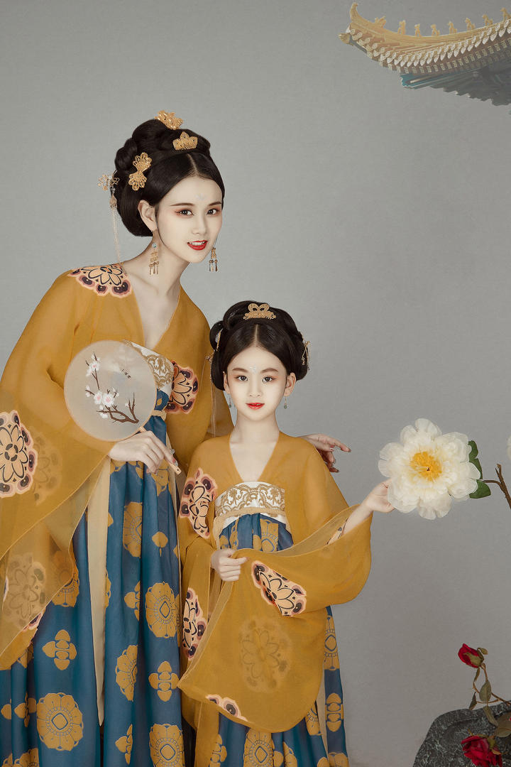 古装古韵美女亲子艺术照人像写真摄影图片