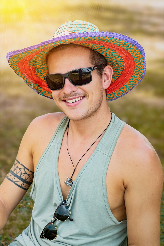 夏日度假戴墨镜帅哥图片