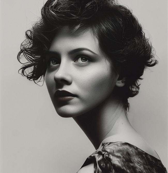 欧美黑白风卷发短发发型图片