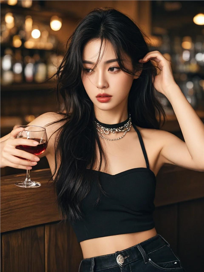 酒吧性感吧台美女写真摄影图片