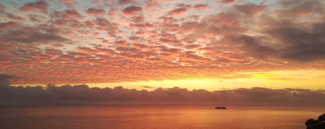 黄昏大海天空卷积云图片