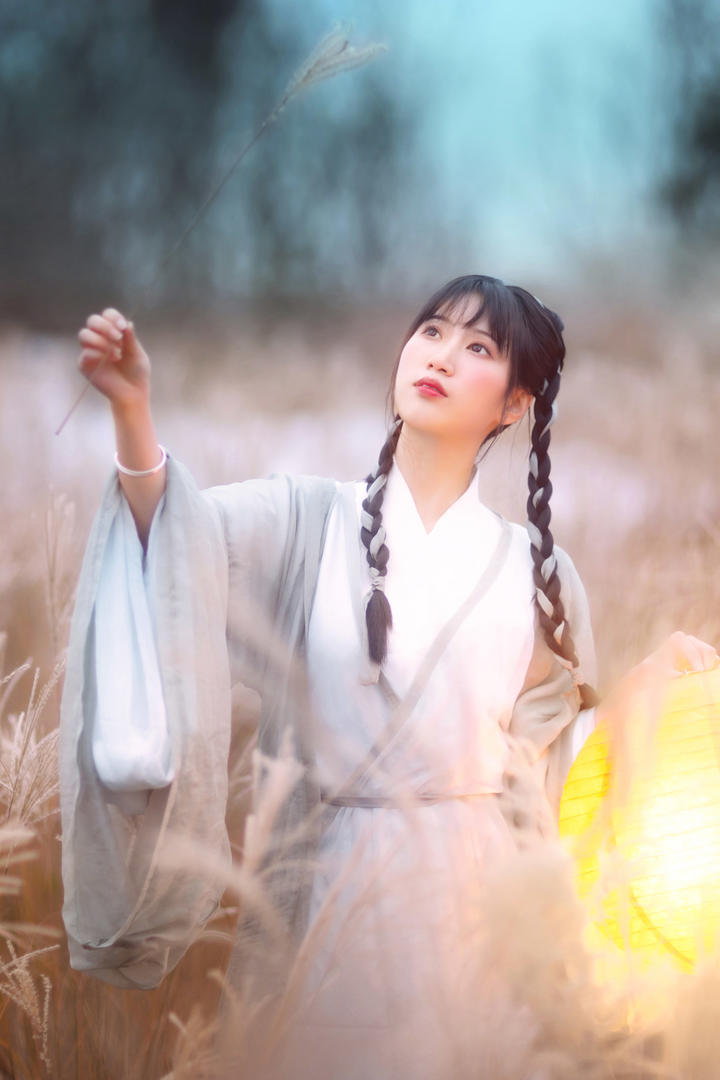 草丛中的清纯古装美女壁纸图片