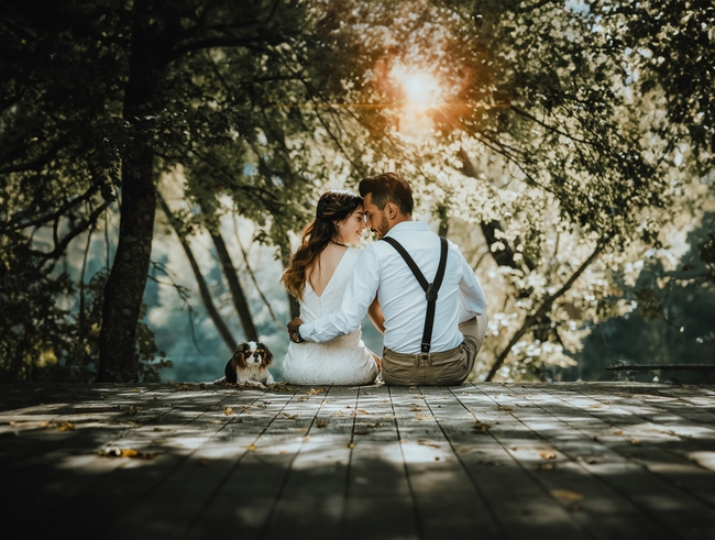 落日黄昏治愈系情侣写真图片