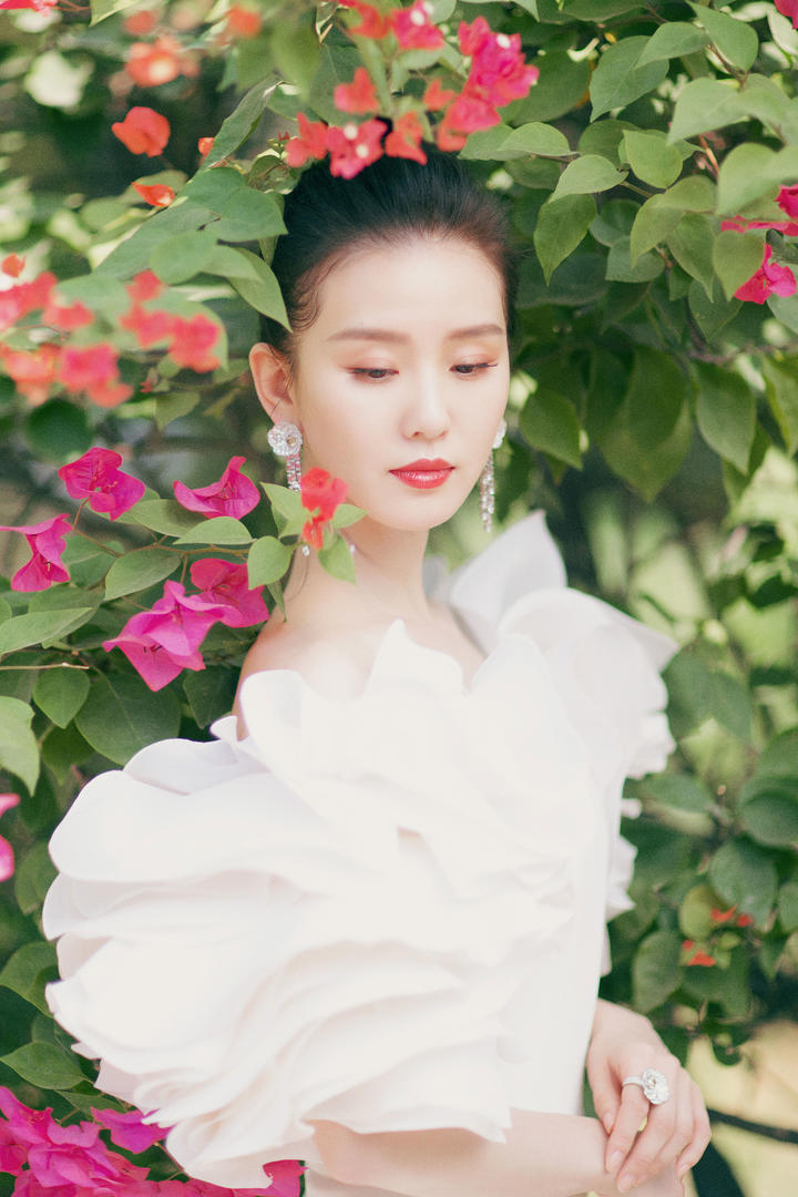 中国气质女神刘诗诗户外赏花高清壁纸图片