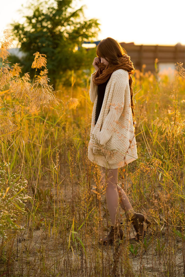 荒草中的韩国气质美女明星李恩慧写真