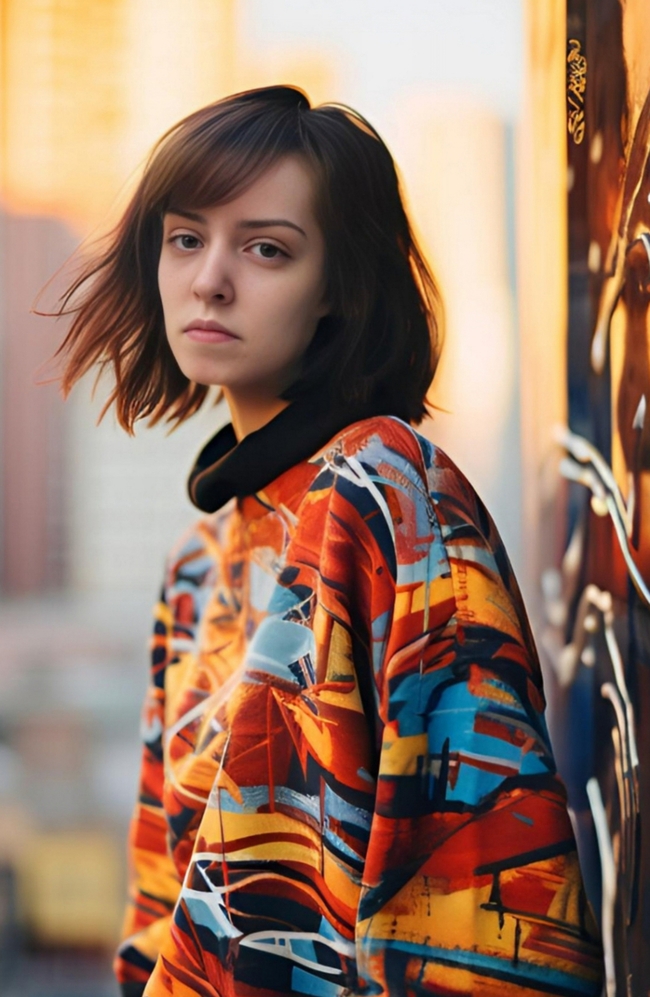 欧美时尚个性涂鸦卫衣美女写真图片