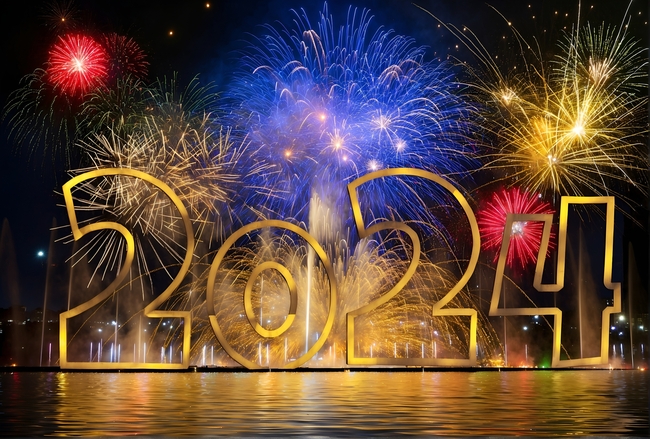 2024年新年烟花夜景图片