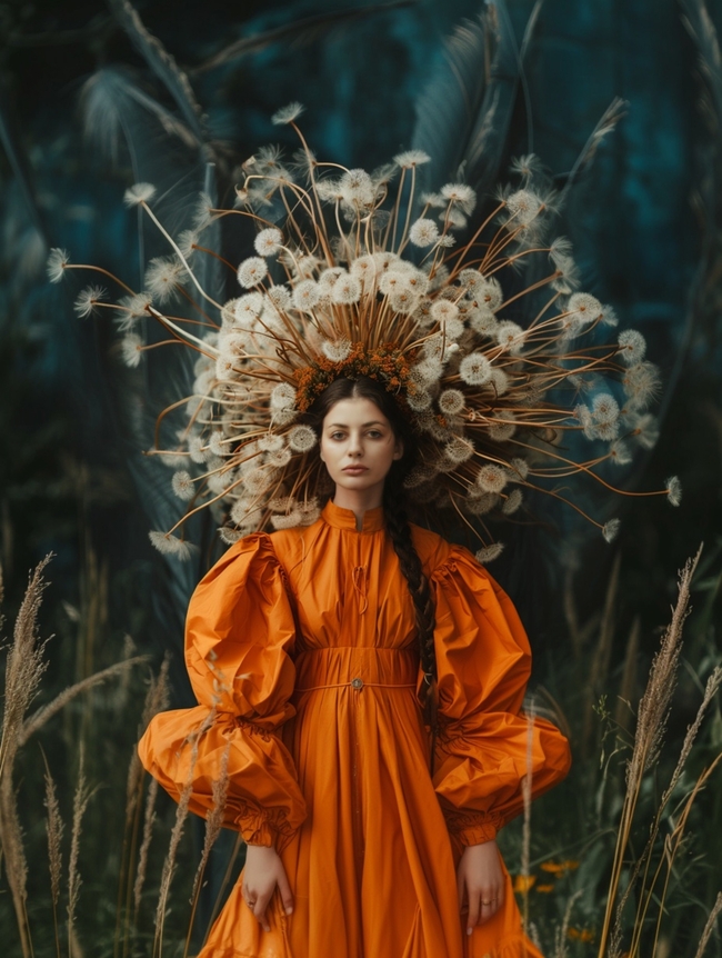 唯美蒲公英艺术造型美女人像摄影图片