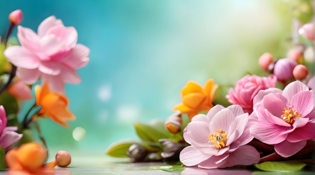 唯美清新春日粉色花朵摄影图片