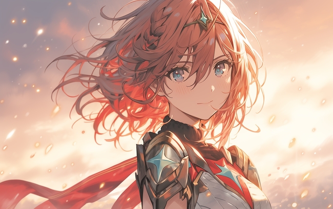 唯美动漫女战士插画图片