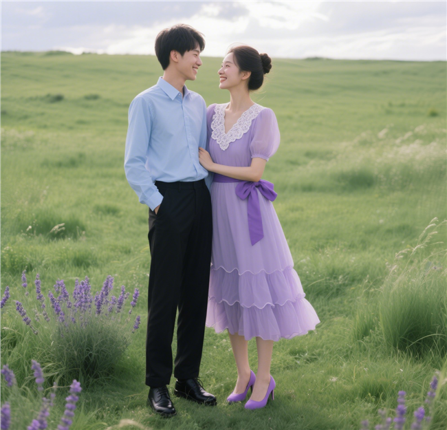 户外自然风格年轻情侣写真摄影图片