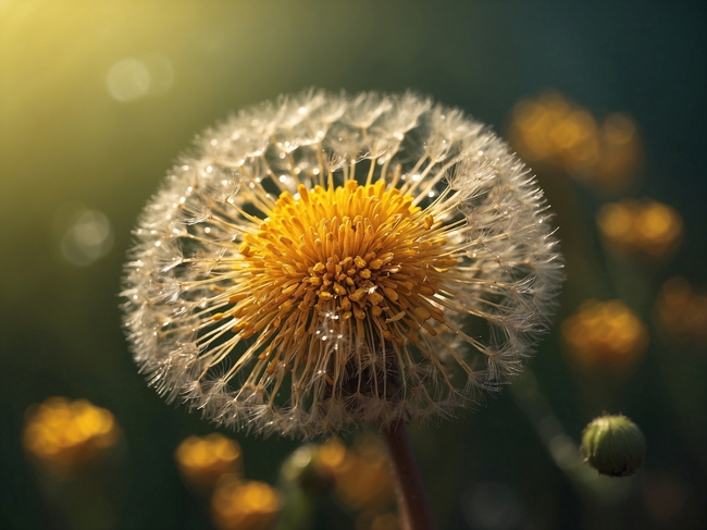 阳光照耀下的蒲公英图片