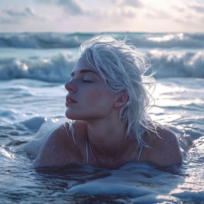 性感欧美风海边湿身诱惑人体写真图片