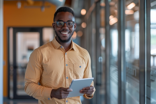 戴眼镜的黑人商务帅哥图片