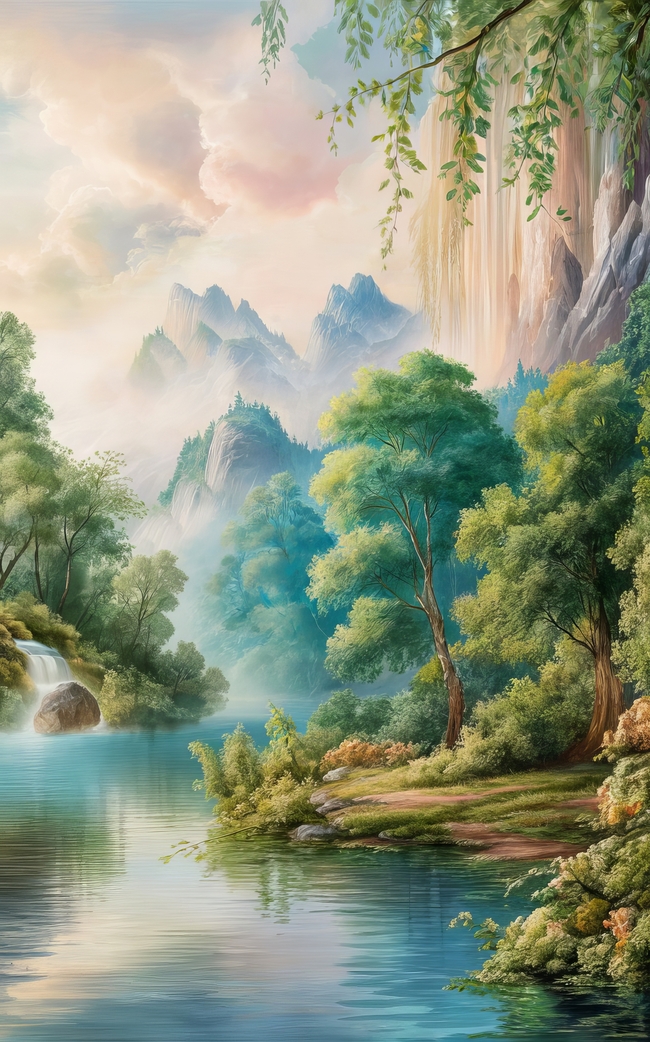 山青水秀唯美山水风景画图片