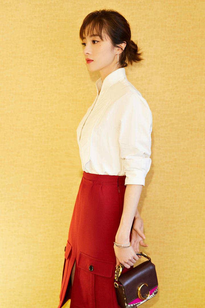 拿着包包的美女明星胡冰卿图片