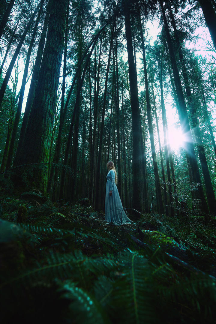 欧美森林里中的少女艺术摄影照
