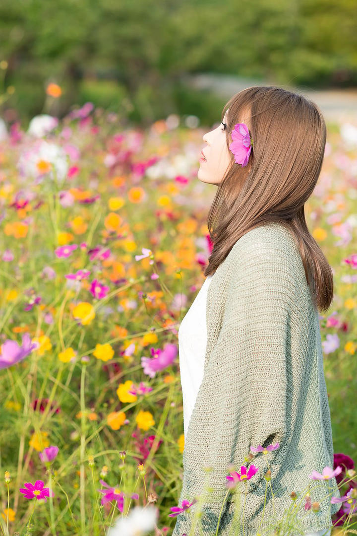 站在花丛中的唯美韩国美女高清图片