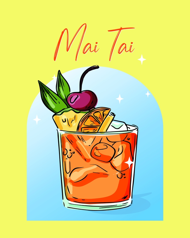 鸡尾酒卡通插画海报图片