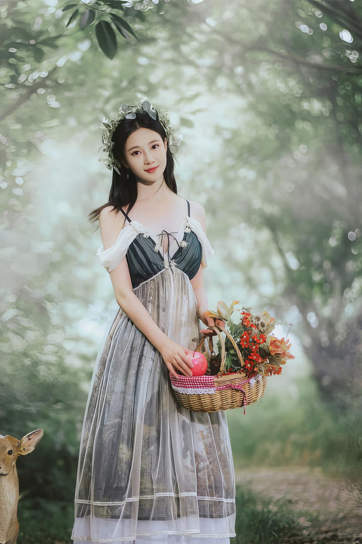 森林中的漂亮美女公主唯美艺术写真图片