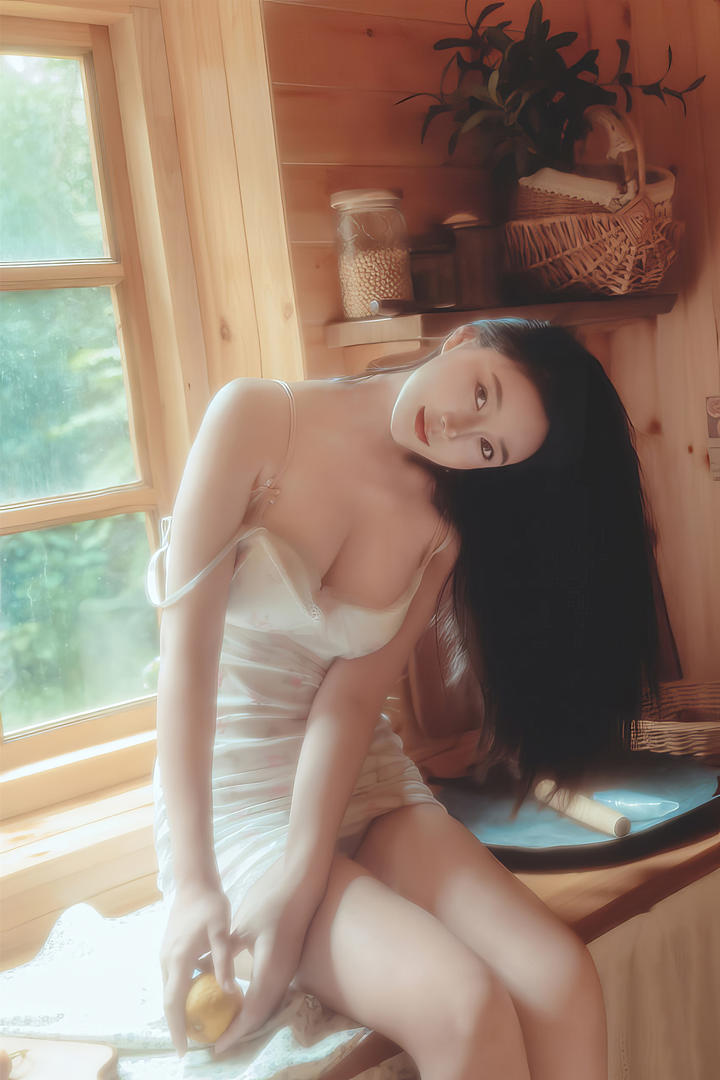 酥胸半露的性感睡衣美女大胆私房照写真图片