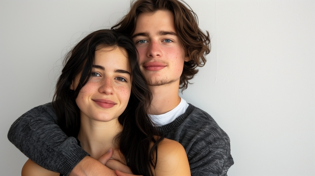 后背抱相拥一起的情侣图片