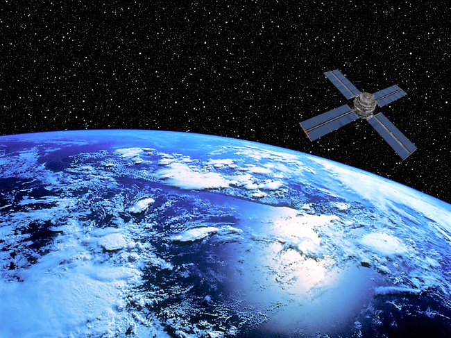 蓝色星球上空的卫星航空图片