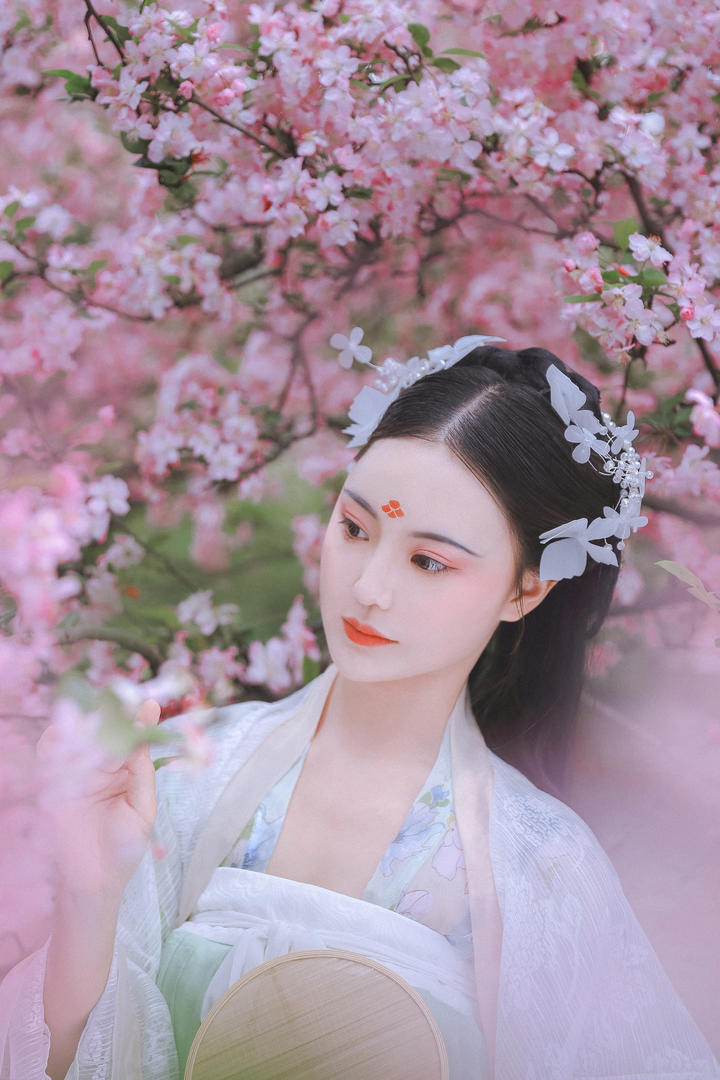 桃花树下的高清极品古典美女图片