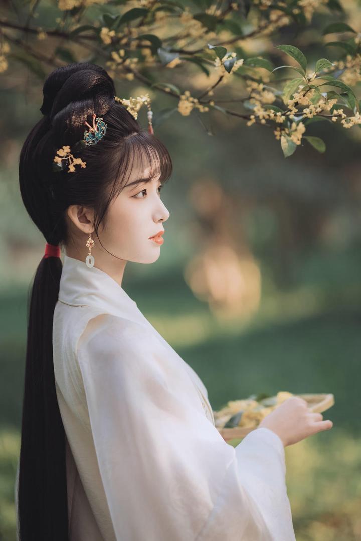 清纯汉服古装美女侧脸写真图片