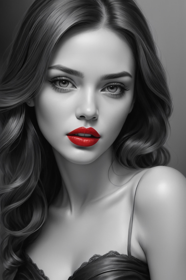 性感烈焰红唇美女人像写真艺术摄影图片