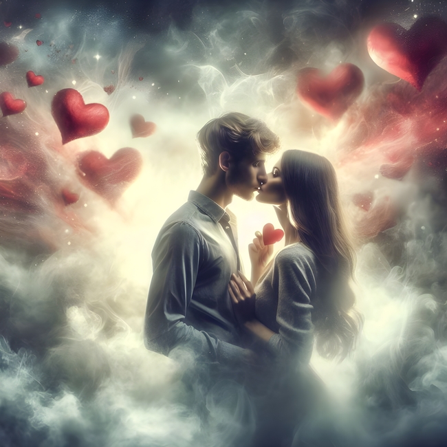 情人节主题情侣接吻写真摄影图片