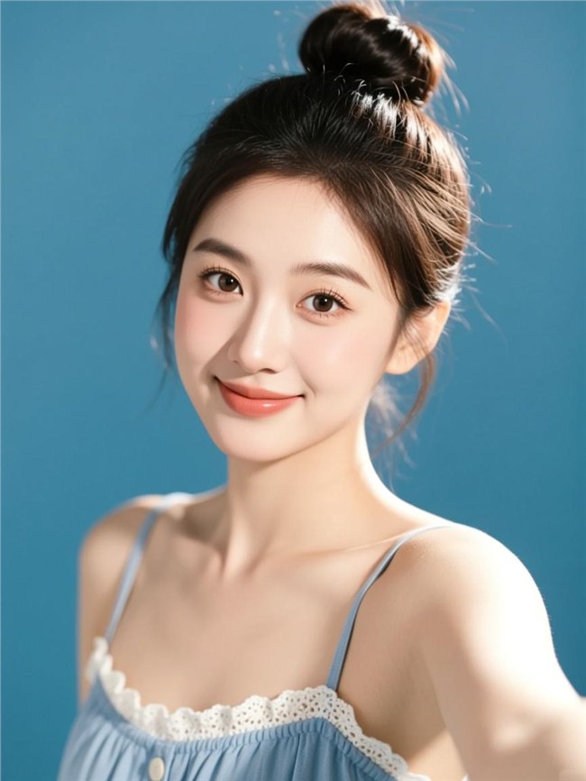 可爱纯欲风美女丸子头发型图片