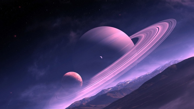 紫色璀璨唯美星空图片