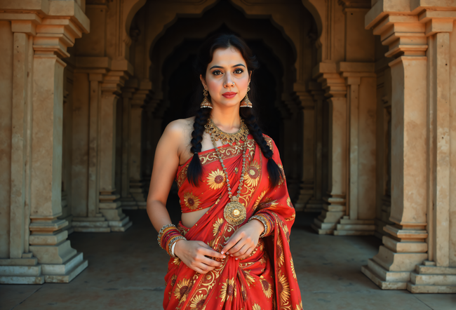 欧美异域风格麻花辫美女写真图片