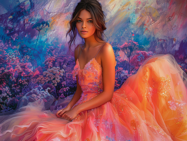 欧美时尚油画风婚纱写真摄影图片