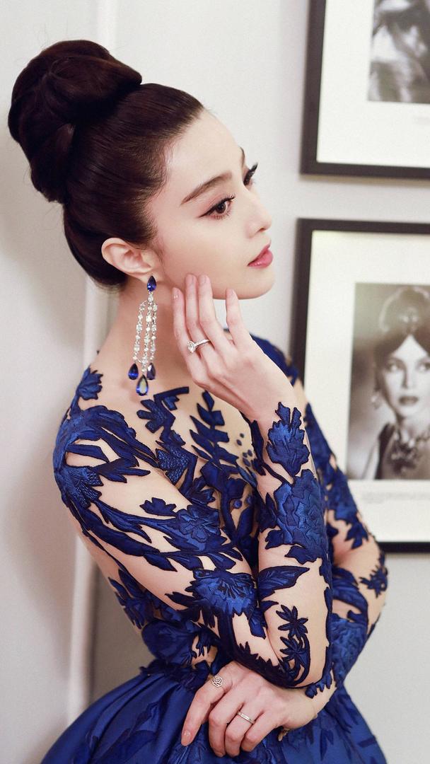 蓝色透明礼服范冰冰艺术摄影图片