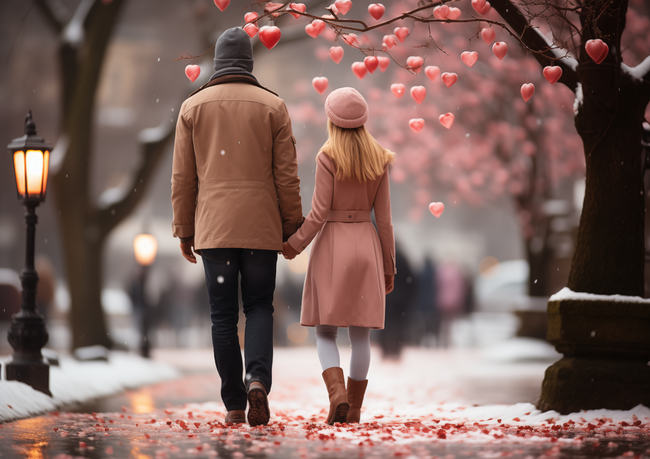 欧美浪漫帅哥情侣牵手背影图片