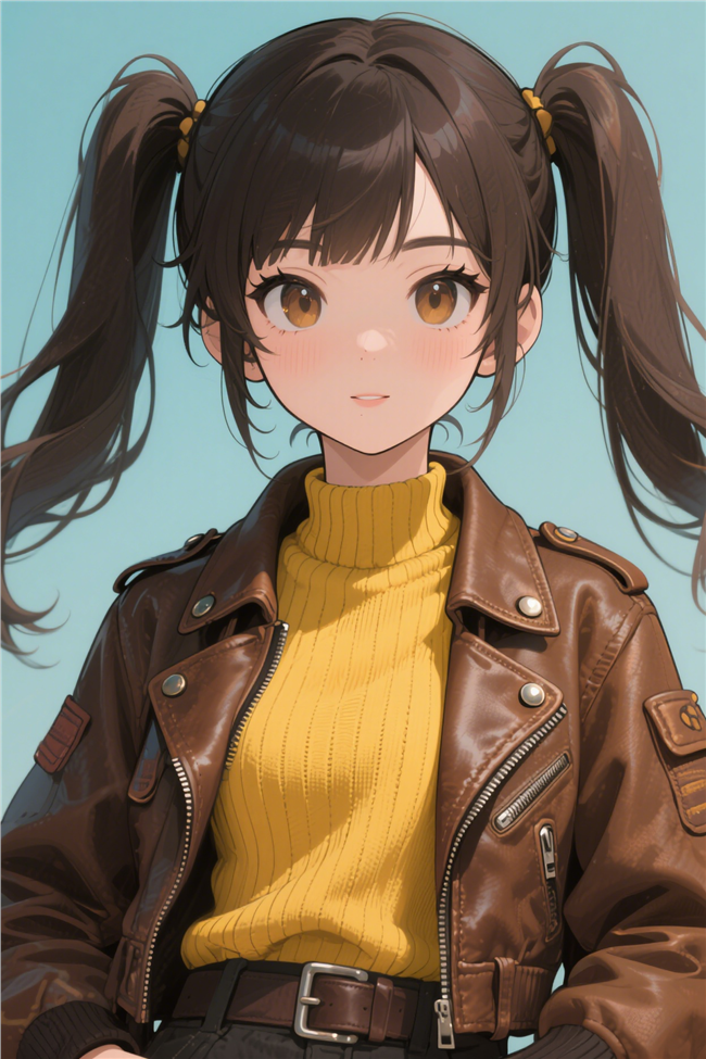 皮衣夹克风格动漫女孩图片