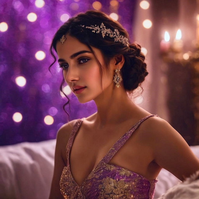 欧美圣诞夜性感盘发美女图片